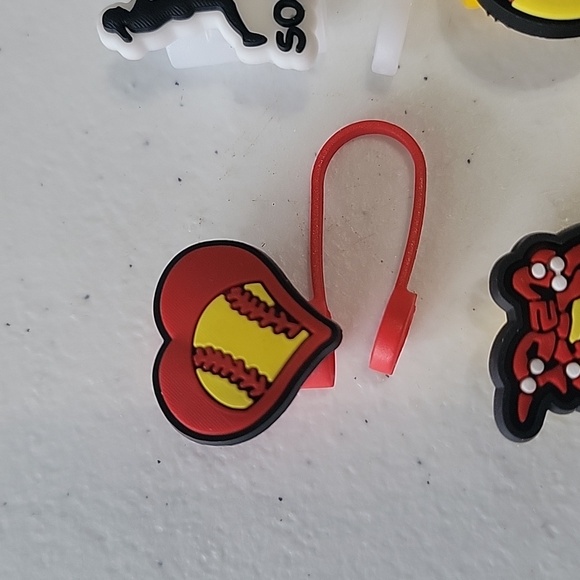 Softball Straw Toppers - Picture 2 of 6